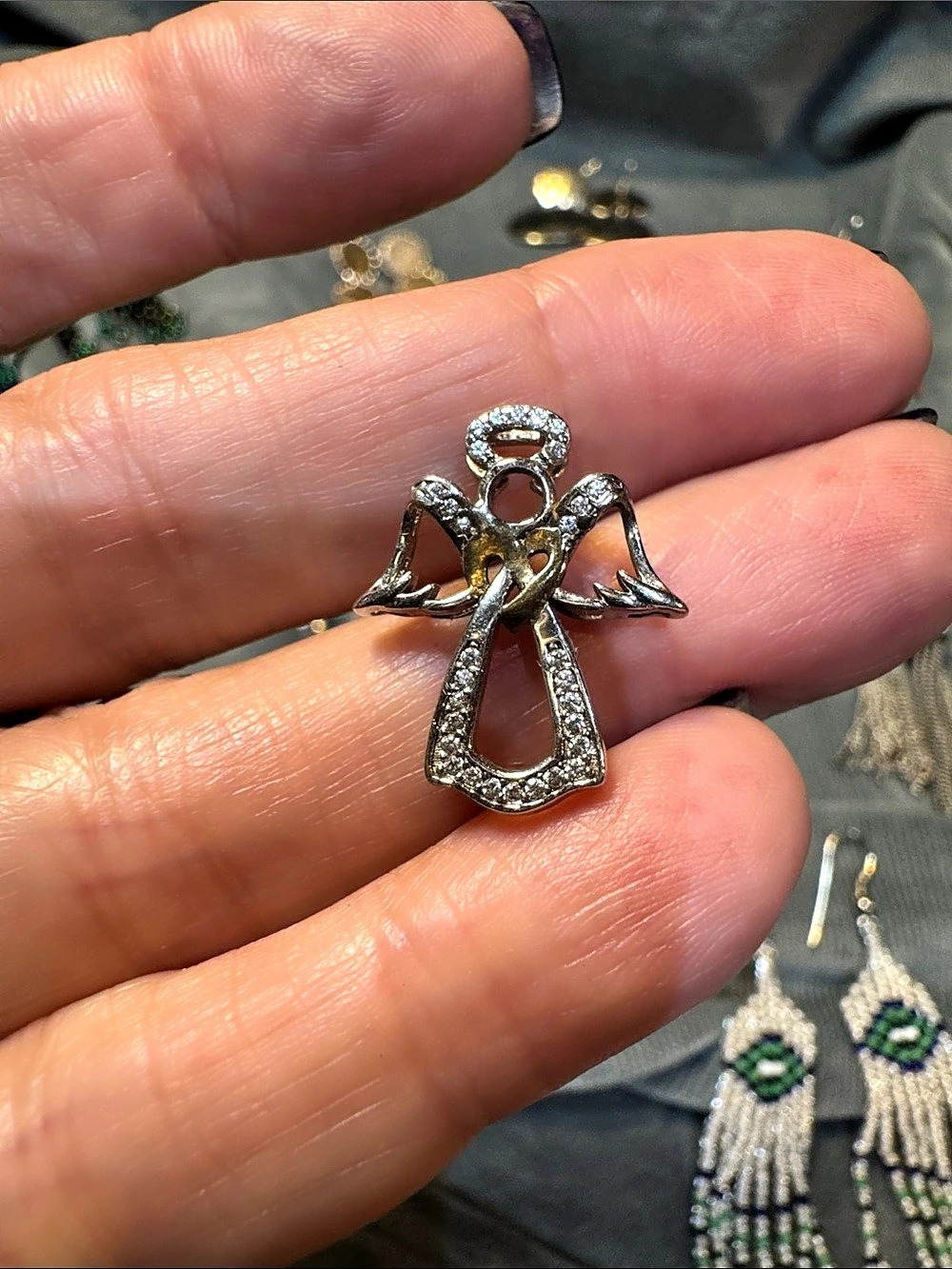 Angel Pendant Charm Silver & Gold Like New